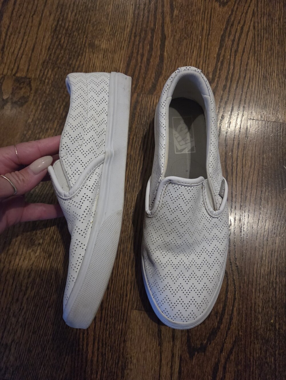Womens White Vans Slip On Size 8